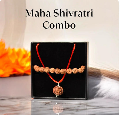 Maha Shivratri Combo - 5 Mukhi Rudraksha With Bracelet