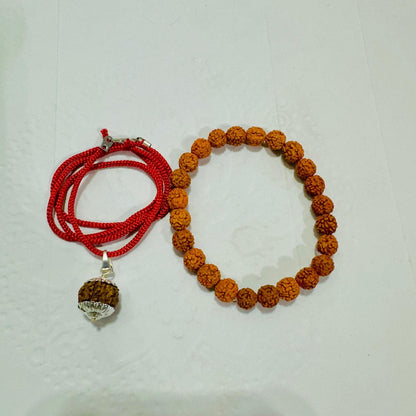 Maha Shivratri Combo - 5 Mukhi Rudraksha With Bracelet