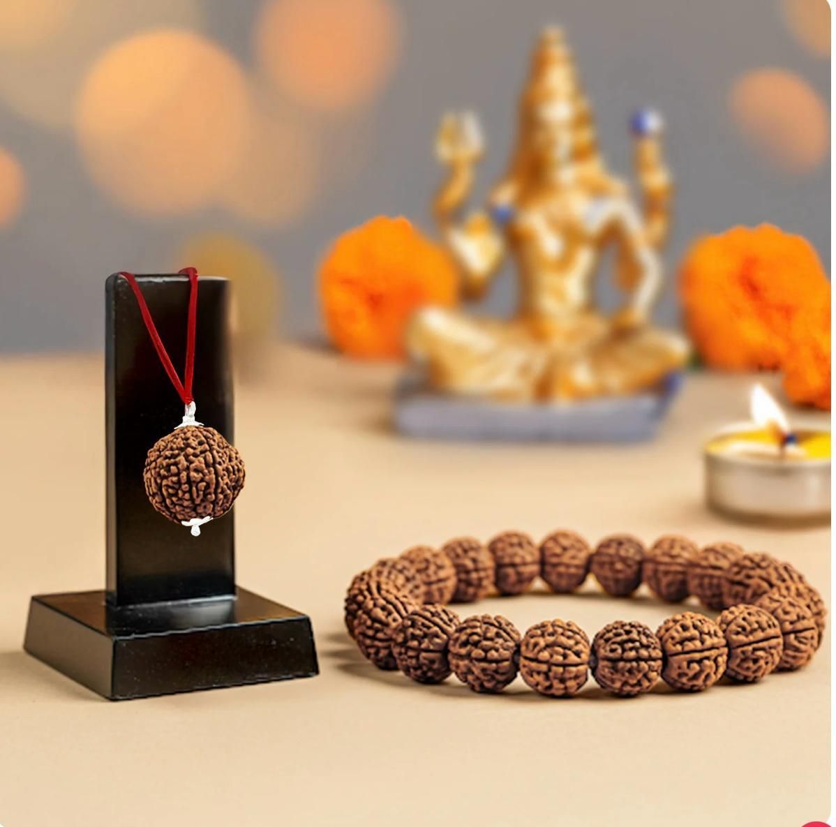 Maha Shivratri Combo - 5 Mukhi Rudraksha With Bracelet