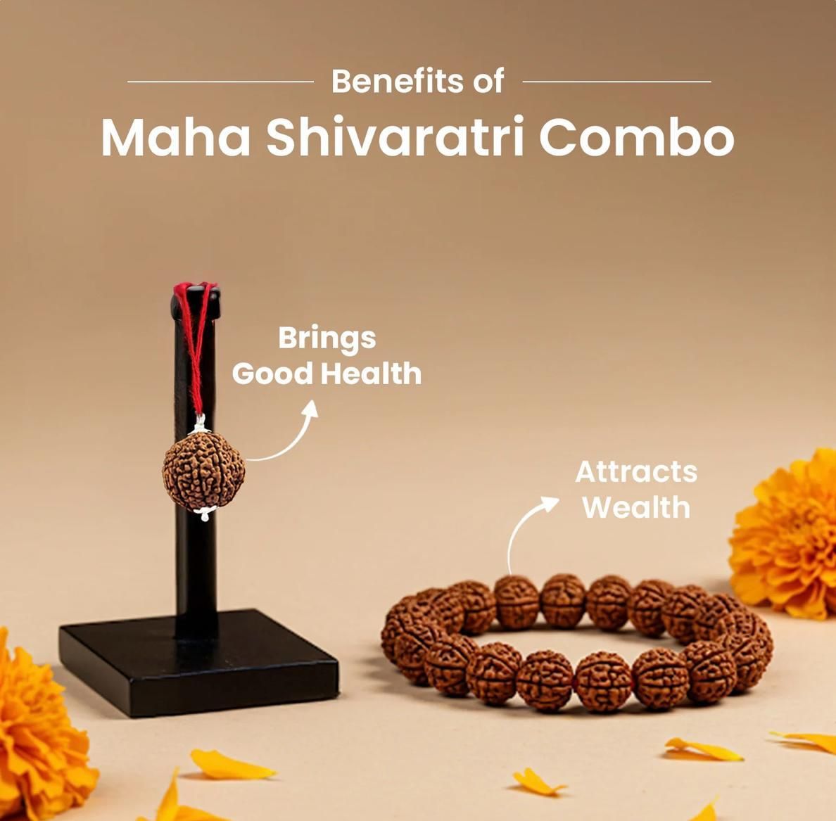 Maha Shivratri Combo - 5 Mukhi Rudraksha With Bracelet